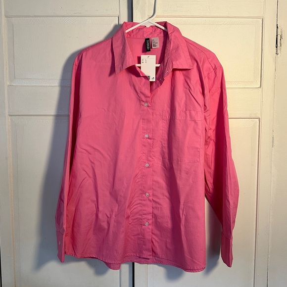 NWT Women’s H&M pink button down size L - Picture 1 of 5